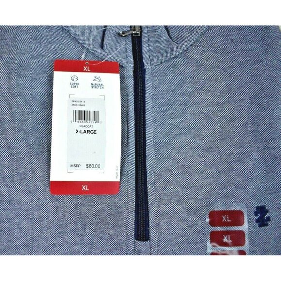 IZOD Mens XL Long Sleeve Pullover Shirt Peacoat Blue with Natural Stretch New - Picture 4 of 4